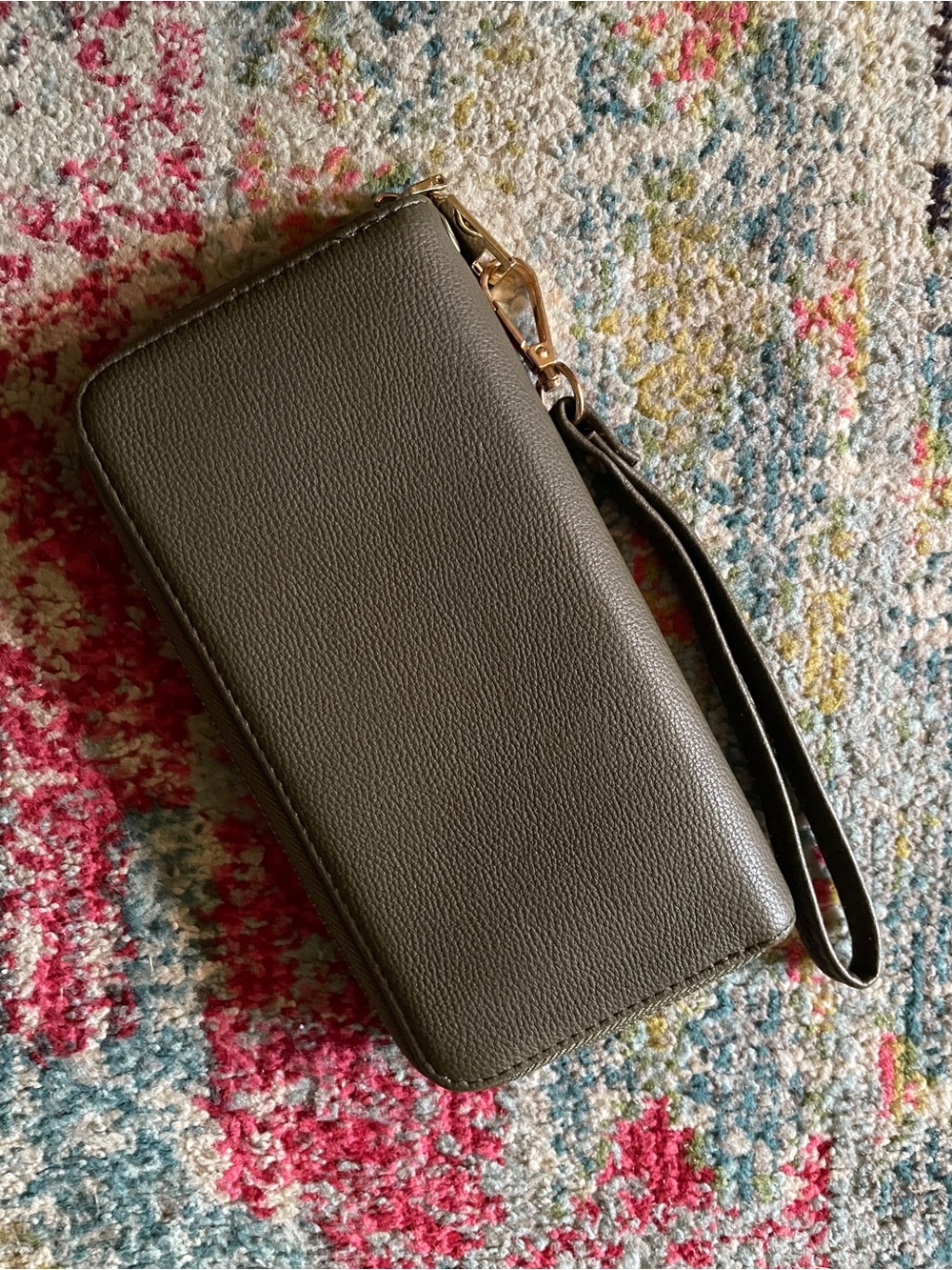 Olive Green Wristlet Leather Wallet
